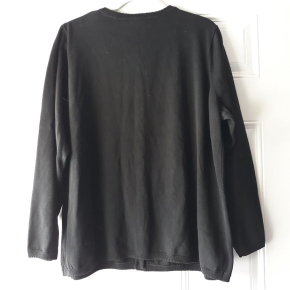 Quaker Factory Black Embellished Bags Cardigan XL - Picture 4 of 6